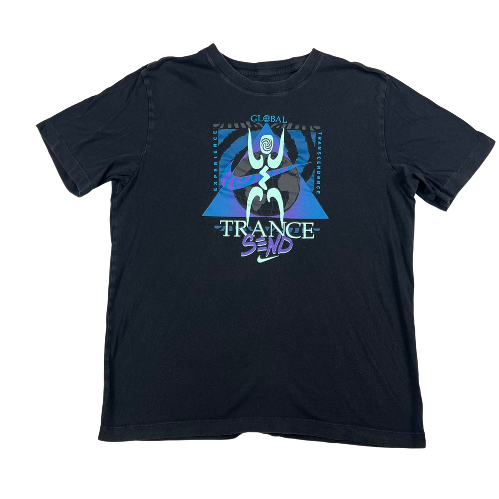 Nike Shirt Mens Medium Global Trance Send Graphic Tee Black Rave Festival
